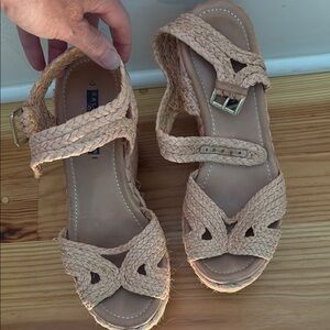 Ralph Lauren Tan Espadrilles with Braided Jute Wedge